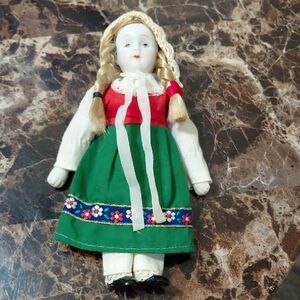 Vintage Schneider Porcelain Folklore Swedish Doll Ornament